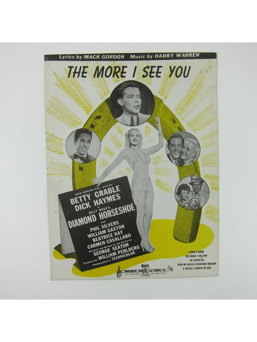 Sheet Music The More I See You Diamond Horseshoe Betty Grable Dick Haymes 1945